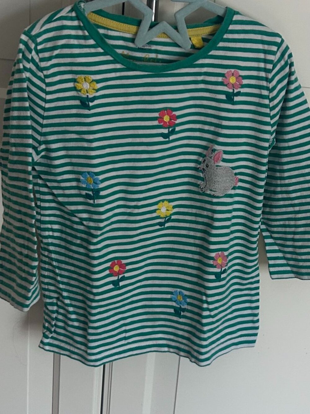🌿🐰 Mini Boden Embroidered Bunny & Floral Top – Size 5–6Y 🐰🌿